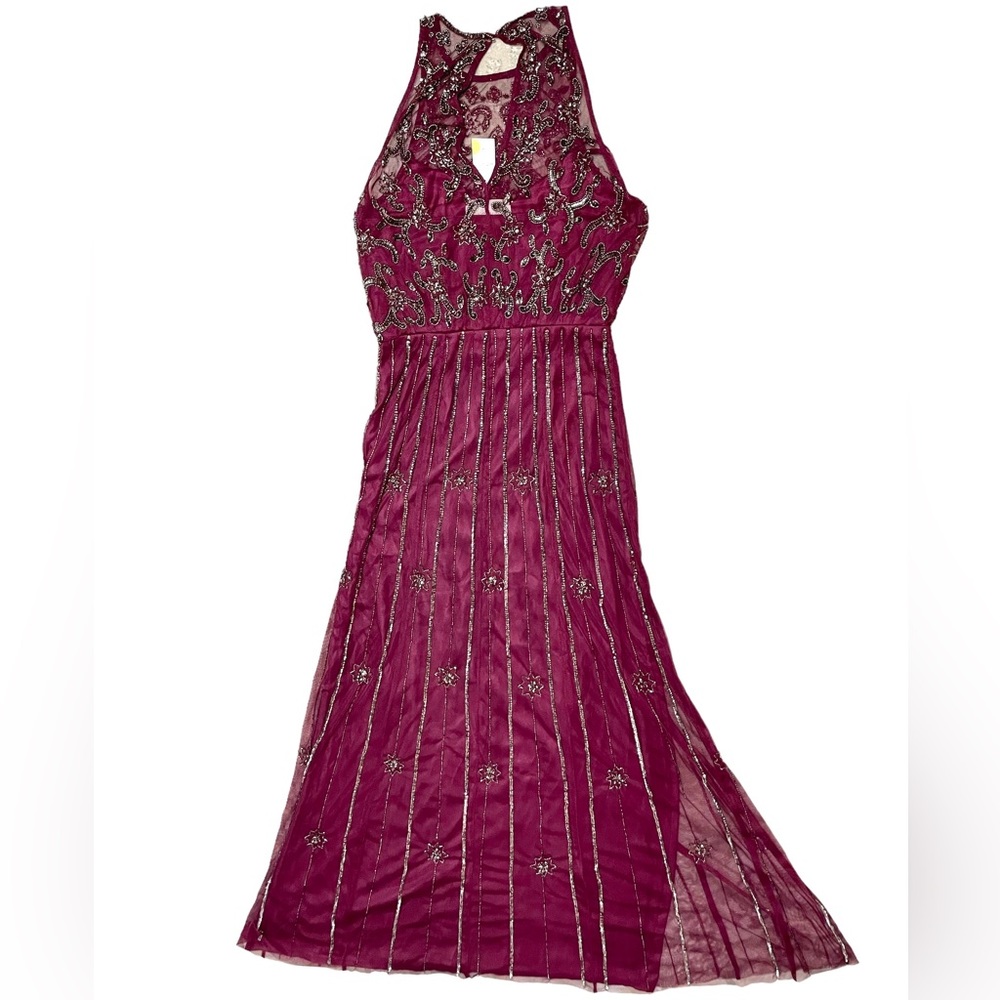 NWT BHLDN Anthropologie Dress Size 6 Night Party Wedding Beaded Gown Burgundy